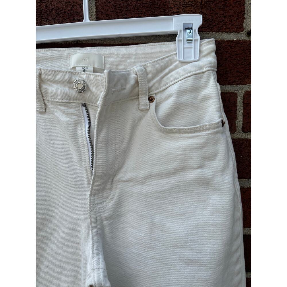 H&M White High Rise Straight Leg Jeans Womens US 2 EU 34 Denim Pants - Picture 4 of 8